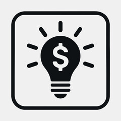 Lightbulb Icon with Dollar Sign for Financial Idea or Innovation