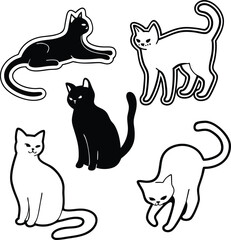 set of cats silhouettes