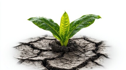 Resilience: Sprout Emerging from Cracked Earth