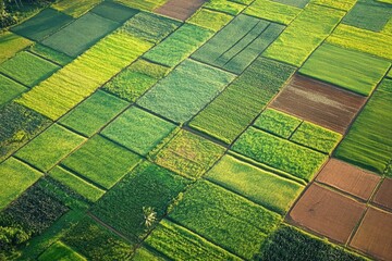 Obraz premium Vibrant aerial view of lush farmland in central Kauai, Hawaii showcasing tropical agricultural landscapes, Aerial farmland central Kauai tropical Pacific Hawaiian Island