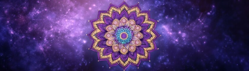 Obraz premium Detailed design of a mandala in a cosmic backdrop.