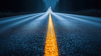 Highway stretches into distance highlighted by striking golden line