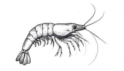 Shrimp Drawing Illustration.