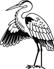 heron silhouette isolated on white