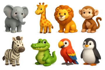 Zoo animal 3d icons set – playful, colorful, wildlife and cartoon symbols