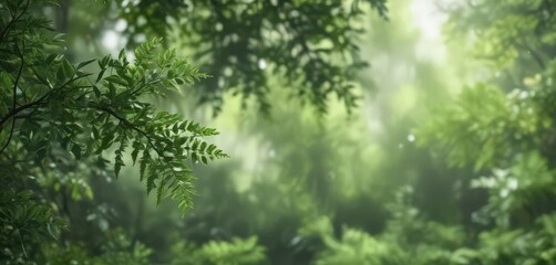 Fototapeta premium Abstract green foliage, out-of-focus, hazy, indistinct shapes, hazy, lush