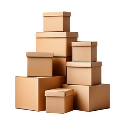 Fototapeta premium Stack of cardboard boxes on a white background