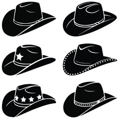 Western hat collection isolated vector illustration