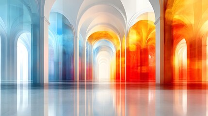 Abstract composition of cathedral interior blending classical and modern elements