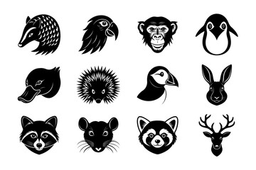 Animal Head Silhouette Vector Set