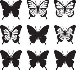 Black Butterfly Silhouette Set 