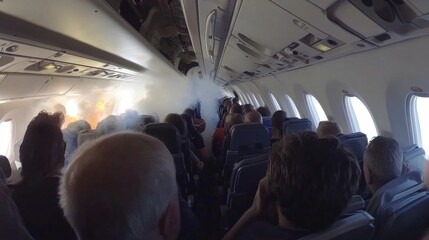 Airplane Emergency Drill: Smoke and Fire Simulation