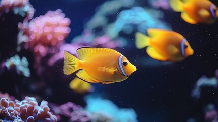 Fototapeta premium Orange fish in coral reef aquarium