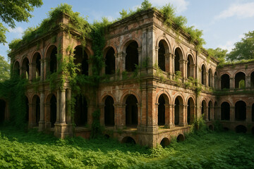 Naklejka premium Rajbari of King Tonknath was in Malduar pargana in the early 1900s. 