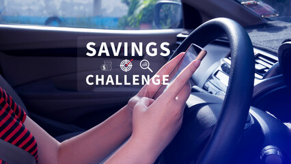 Savings Challenge, Saving money and financial goals or challenges concept, Turn Small Changes into Big Financial Wins. Creative Ways to Achieve Your Financial Goals.