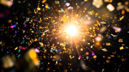 Naklejka premium Radiant Burst of Celebration: A Shower of Light and Confetti Glamour
