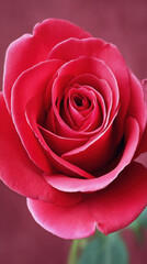 Fototapeta premium A captivating close up showcases the exquisite beauty of a vibrant red rose, its velvety petals unfurling to reveal its delicate and intricate floral heart.
