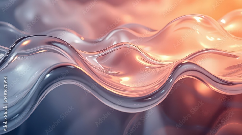 Poster rippling waves of translucent material create a mesmerizing play of light and color in an ethereal s