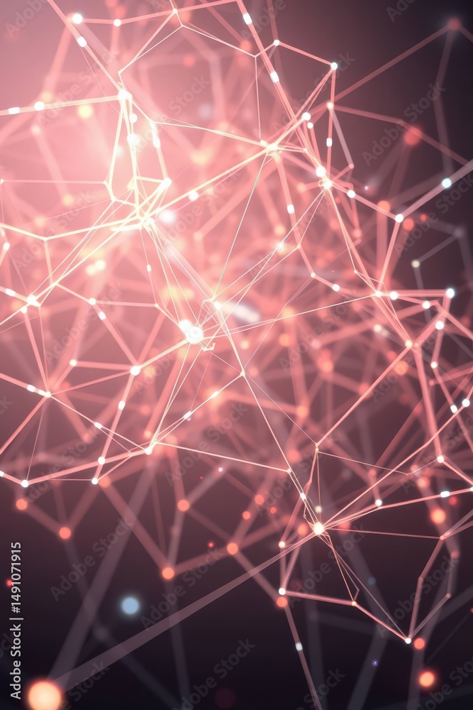 Poster illuminated abstract network design showcasing intricate connections and vibrant light patterns in a