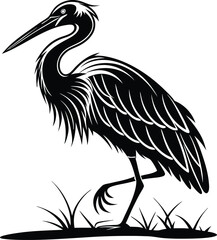 heron silhouette on white background