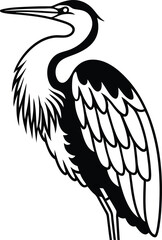 heron silhouette isolated on white