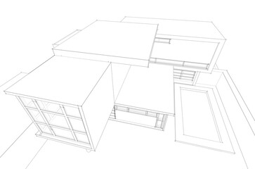 House building sketch architectural 3d illustration