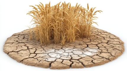 Isolated Wheat on Cracked Dry Soil: Climate Change Concept