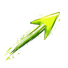 Bold Arrow with Impactful Vectors in Electric Lime Isolated on Transparent Background