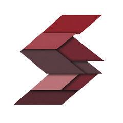 Abstract Arrow with Overlapping Layers in Burgundy Isolated on Transparent Background