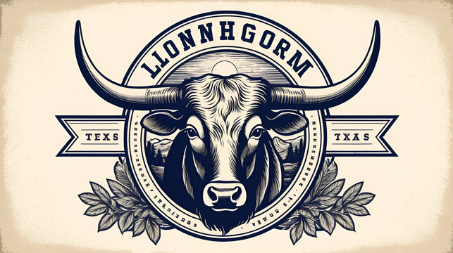 longhorn texas logo vintage vector illustration design, animal wildlife label design