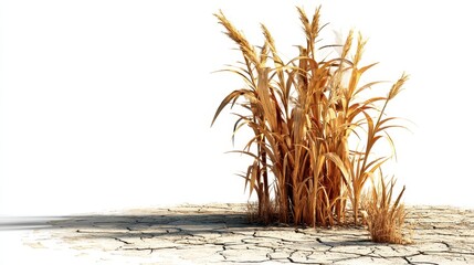 Arid Land: Parched Crops on Cracked Earth