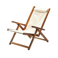 Elegant Reclining Wooden Beach Chair with a Refined Isolated on Transparent Background