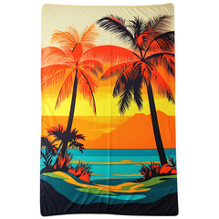 Retro Beach Towel with Giant Vibrant Retro Graphics Isolated on Transparent Background
