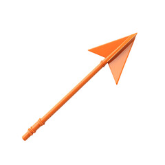 Modern Arrow with Clean Bold Lines in Blazing Orange Isolated on Transparent Background