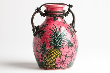 Pink pineapple vase, floral design, studio shot, home decor