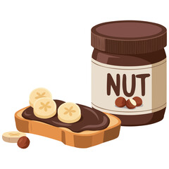 Chocolate nut spread isolated vector illustration