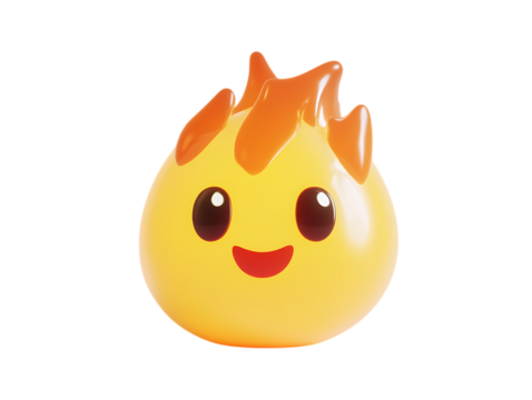 Cartoon flamefire icon 3d render on png