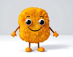 Animated food character nugget with arms, legs, and a happy face