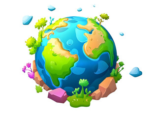 Cartoon planet Earth on png