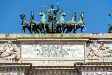 The Porta Sempione in Milan on a sunny day