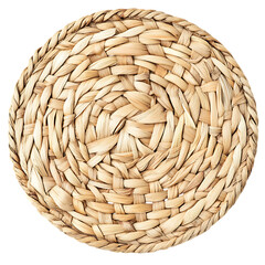 Modern Eco Straw Mat with a Natural Woven Pattern Isolated on Transparent Background