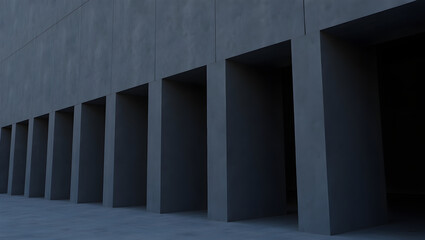 Fototapeta premium Dark grey futuristic modern architecture with row of square columns