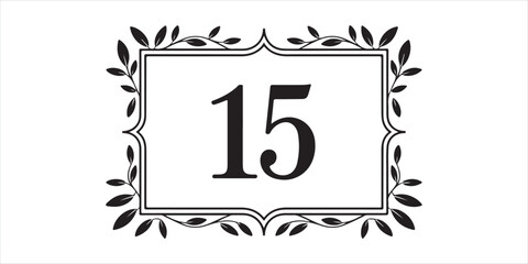Obraz premium Table Number Frame with Floral Accents – Black and White Wedding Table Sign