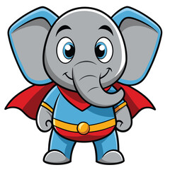 Cartoon Superhero Elephant – Cute Animal Character in Cape and Costume