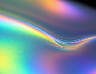 Fototapete Rund Iridescent thin film floating over liquid surface, showing colorful interference patterns under soft light. © Sergey