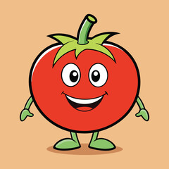 Cartoon Tomato Character with Smiling Expression