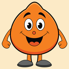 cartoon Orange Character with Big Eyes and Smiling Expression