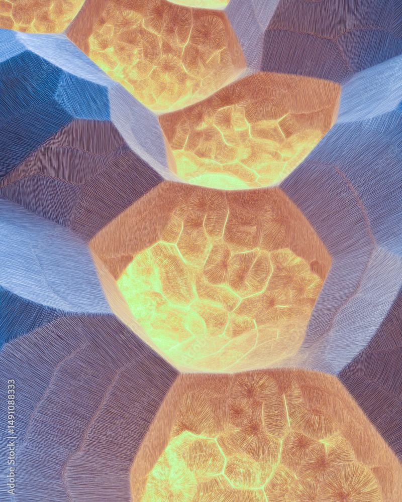 Poster captivating honeycomb texture with golden light reflections on a minimalistic background