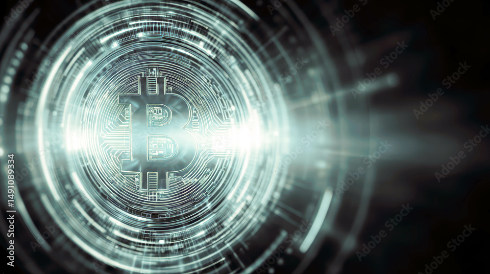 Poster Digital Bitcoin Abstract Background Creating a Modern Financial Technology Atmosphere