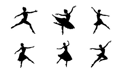 Ballerina Silhouette Dancing Animation – Elegant Ballet Pose in Minimalist Black and White Style